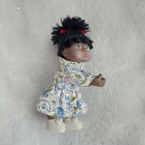 Vintage African American Girl Clip On Hugger Doll Cabbage Patch 4" RARE